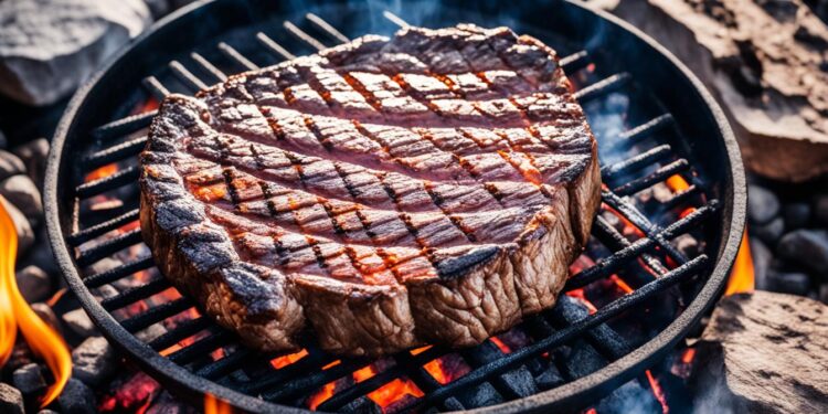 Caveman Steak direkt auf der Glut