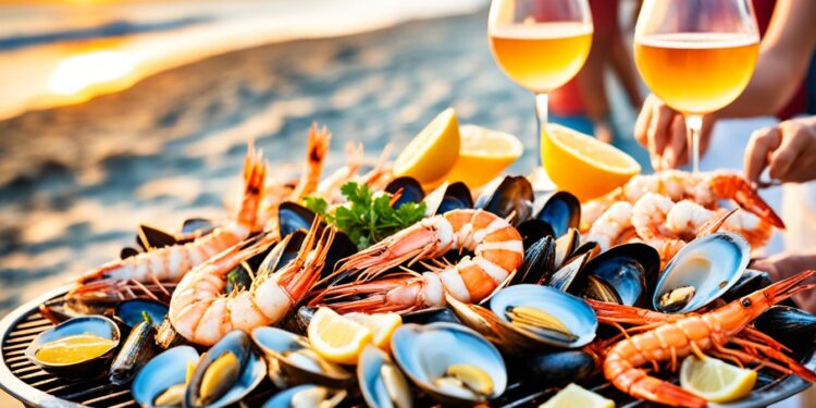 Frische Meeresfrüchte Grillen