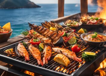 Grillen von Meeres-Delikatessen