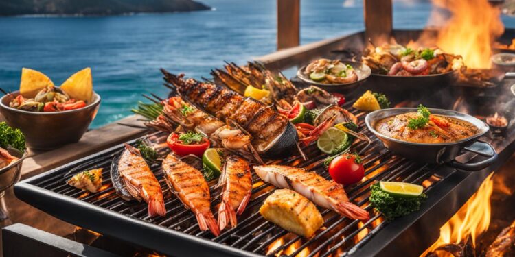 Grillen von Meeres-Delikatessen
