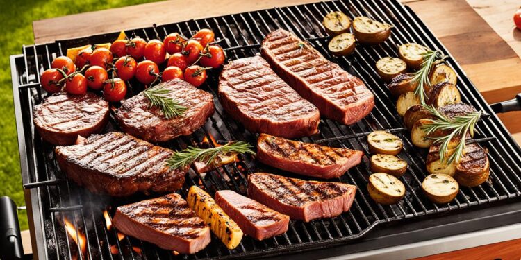 Grillen von verschiedenen Mittelstück-Zuschnitten