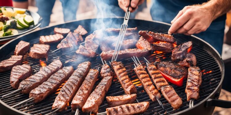 Topfgrill beim Grillen