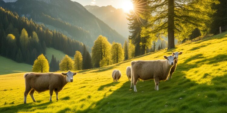 Wiesenlamm in freier Natur