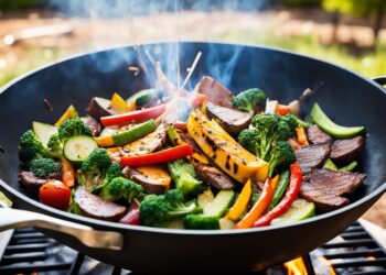 Wok-Einsatz auf einem Grill